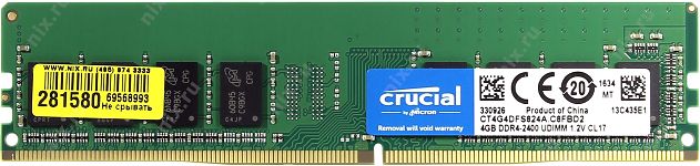 Память Crucial DDR4 DIMM 4GB CT4G4DFS824A PC4-19200, 2400MHz